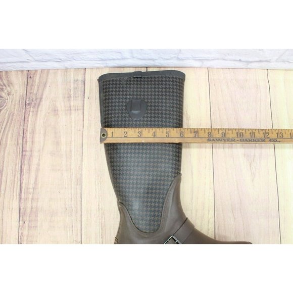 LL Bean Wellies Brown Black Rubber Waterproof Tall Rain Boots Size 8 M - Picture 7 of 12